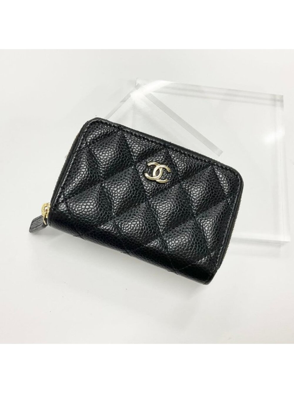 Chanel Caviar Leather CC Logo Quilted Wallet Coin Purse